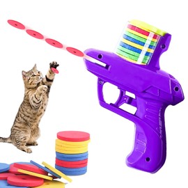 Cat Toys Launcher 30 Flying Discs Interactive Toys Flying Cat Toys Indoor Outdoor Pet Supplies Purple