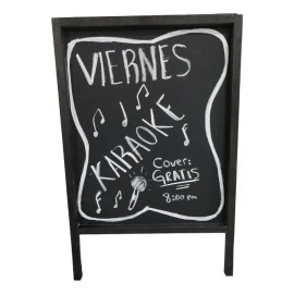 Pizarrón Negro Doble Vista Para Negocios Nogal/negro 75*50