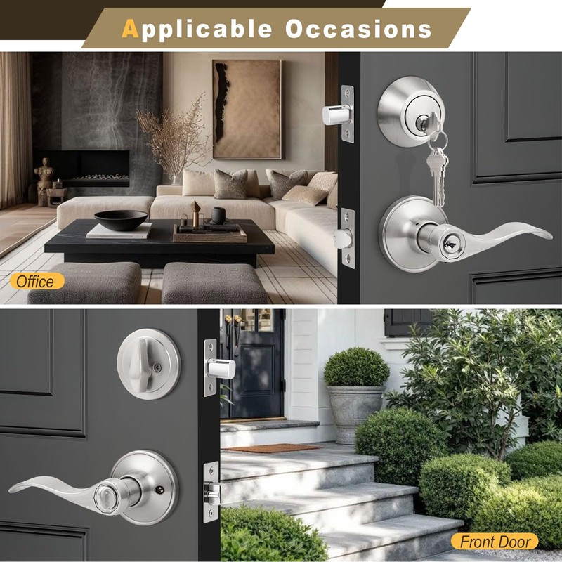 Brotima 3 Pack Keyed Alike Door Lever Set with Single
