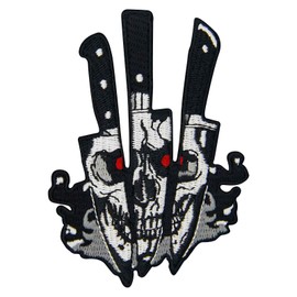 Zegin The Skull Daggers Patch Embroidered Applique Badge Iron On Sew On Emblem
