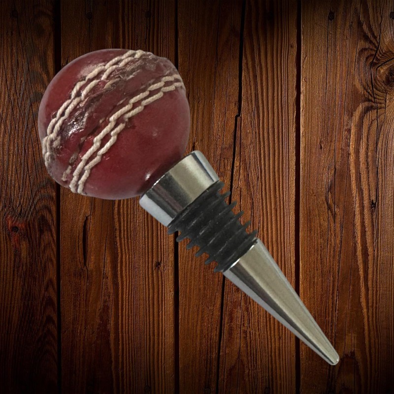 CRICKET-GIFTS - Real Leather Mini Cricket Ball Wine Stopper |