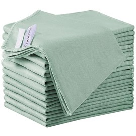 Puomue 12 Pack Microfiber Glass Cleaning Cloth, 12 Inch X 16 Inch, Lint Free Quickly Clean Windows, Mirrors, Glasses, Phone Screens, Camera Lenses (Green)