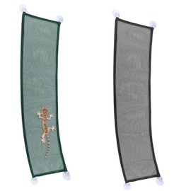 DQITJ 2 Pcs Reptile Hammock Chameleon with Suction Cup Snake Accessories Geckos Swing Climbing Net (Black and Green)