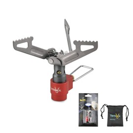 Tentock Camping Stove Foldable Gas Stove Titanium Alloy Gas Stove 2700 W Mini Ultralight Gas Burner for Outdoor Cooking Hiking Picnic Fishing (Red)