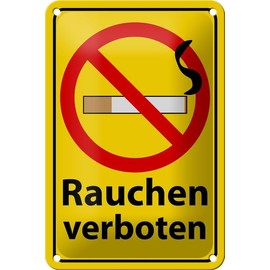 mrdeco Metal Sign 12 x 18 cm Curved Smoking Ban Decorative Tin Sign