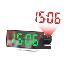Fonowx Projection Alarm Clock NightStand Date with Rotatable Projector Digital Clock Large Display for Desktop Bedroom Adults Kids, Green