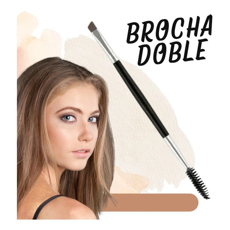 Brocha Doble Para Ceja Con Cepillo Pincel Cosmético 1pz Full