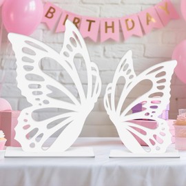 Large Size Wooden Butterfly Decor, White Large Butterfly Cutout Backdrop, Butterfly Shape Slices Birthday Wedding Baby Shower DIY Decorations (White)