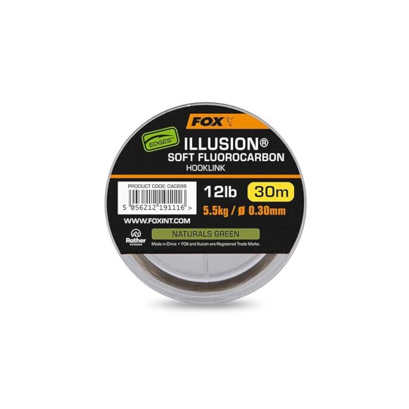 FOX Edges Illusion Soft Fluorocarbon Hooklink Naturals Green 30m: 12lb