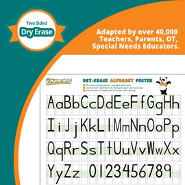 Channie’s Visual Two Sided Large Dry Erase Alphabet & Numbers Poster Board, Use in Classroom and Homeschool; Size 22” x 17”, Ages 3 and Up, PreK – 2nd