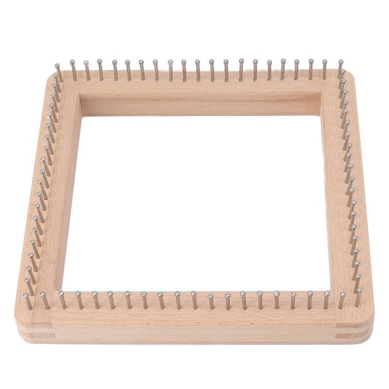 Mini Square Knitting Tool with Hooks Wooden Crochet Board for