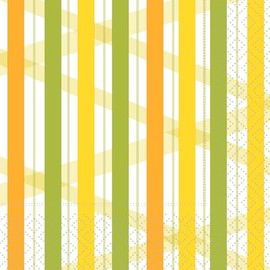 IHR Ideal Home Range Cocktail Napkins Disposable 3-Ply Paper Party Napkin Pack, 5" x 5", Summer Stripes Lemon, 20-Count