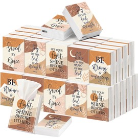 Outus 50 Pcs Christian Pocket Tissues Travel Size 3 Ply Small Bible Verse Facial Tissues Individual 400 Sheets Religious Gift for Church Coworker Wedding Travel
