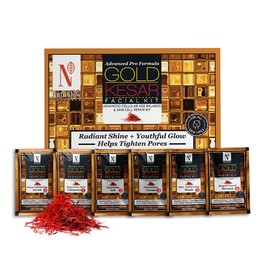 NUTRIGLOW NATURAL'S Advanced Pro Formula Gold Kesar Facial Kit for Glowing Skin Cleanup Kit for Radiant Shine Helps Tighten Pores, 60gm Multicolor