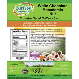 White Chocolate Macadamia Nut Sumatra Decaf Coffee (Gourmet, Naturally Flavored, Whole Coffee Beans) (8 oz, ZIN: 559312) - 2 Pack