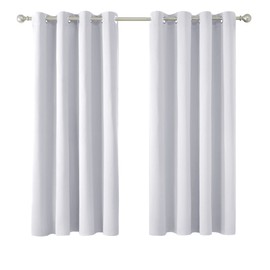 Deconovo Solid Thermal Blackout Curtains for Bedroom, Energy Saving Soundproof Eyelet Curtains for Living Room, W55 x L63, Silver Grey, 2 Panels