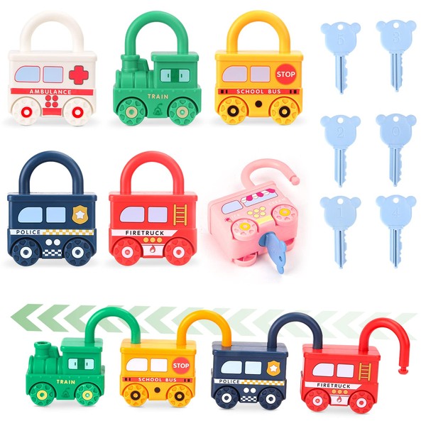 Joyreal Lock and Key Toy - Montessori Toys for 2 3 4 5 Years Old Interesting Toddler Toy Padlock Car Games Fine Motor Skills Travel Games for Toddlers Boys Girls