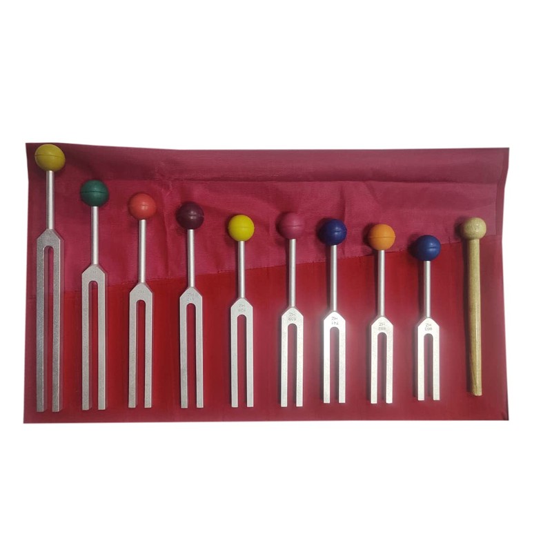Solfeggio Tuning Forks Set of 9 Forks with Activator and