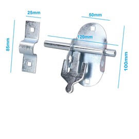 TERF® Heavy Duty Oval Padlock Sliding Bolt Zinc 100mm (4 inch) Pad Bolt Silver for Use with Garden Gates Sheds Garage Out House Doors Lock Including Fixing - 100mm