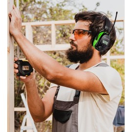 PROTEAR Bluetooth Hearing Protection Headphones with FM AM Radio，25dB NRR Rechargeable Hearing Protectors, Ideal for Lawn Mowing, Construction, Chainsaw, Landscaping(Green)