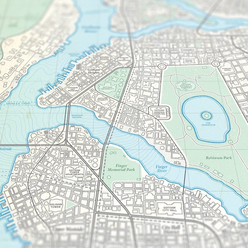 Gotham City - Vintage Style Plat Map - 16x20 Poster