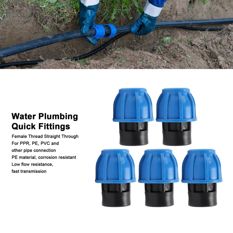 5PCS Plumbing Fittings Water Pipe Quick Connector Coupling Kit Female