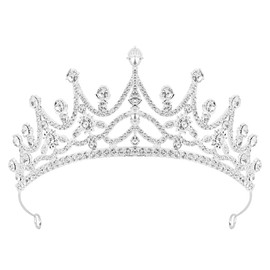 Queen Crowns for Women Tiaras Wedding Princess Crown Quinceanera Tiara Crystal Bridal Headband Rhinestone Hair Accessories for Birthday Prom Pageant Party Silver