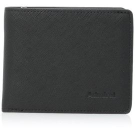 ADLI-01 Men's Bifold Wallet, L-Shaped Zipper, Coin Purse, Compact, Lightweight, Synthetic Leather, Solid Color, Black