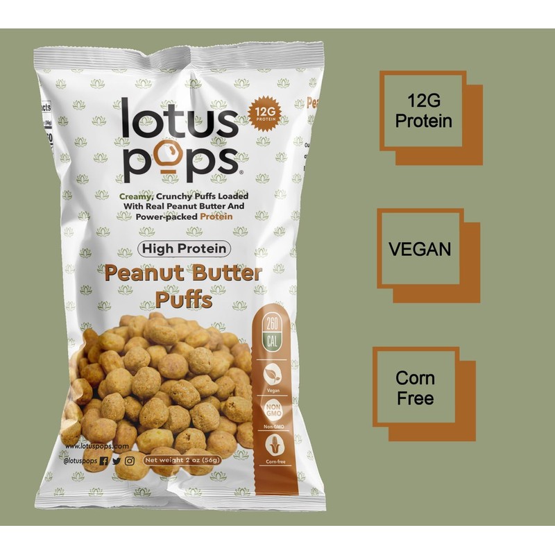 Lotus Pops - High Protein Peanut Butter Puffs - High
