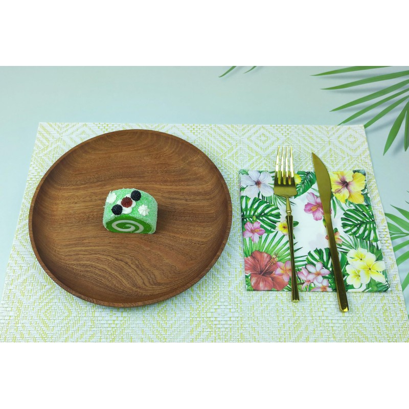 40Pcs Tropical Hibiscus Floral Greenery Paper Napkins, 6.5in