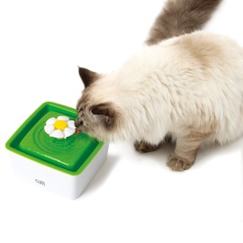 Gex Catit Flower Fountain Mini, Selectable Water Flow, Includes 1 Replacement Filter, Filtered Water Supply for Cats, 0.4 gal (1.5 L)