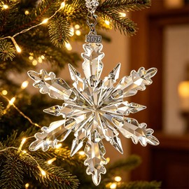 Annual Edition Ornament 2026, Crystal Glass Snowflake Christmas Ornaments