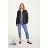 Irish Aran Wool Lumber Jacket Cardigan Sweater (Charcoal Grey, XX-Large)