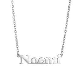 JSNOM Name Necklace Women's Silver: Chain Jewellery with Name Pendant, Birthday, Valentine's Day, Christmas Gifts for Girlfriend, Mother, Daughter, Girls, Women, Stainless Steel