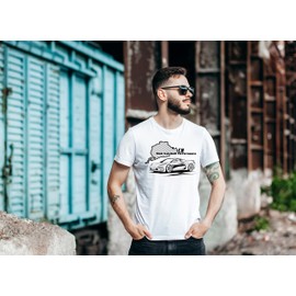 Ink Trendz C8 Corvette Nuremberg Heritage American Performance Racing Cotton T-Shirt (White, Large)