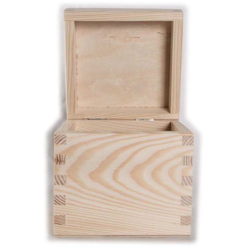Small Square Cube Wooden Box with Lid | 11 x