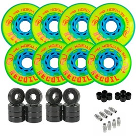TGM Skateboards Revision Roller Hockey Wheels Indoor 76/80 Hilo Recoil Firm Yellow 8-Pack with Hybrid Ceramic Bearings Kit