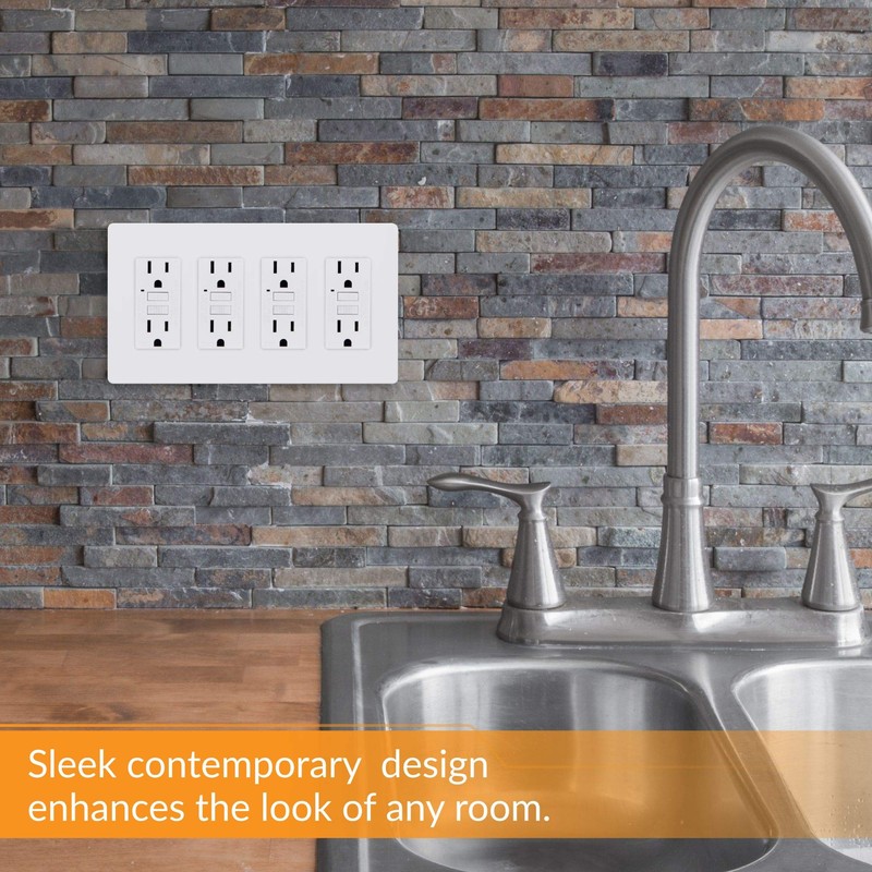 Faith SWP4-WH-01 Screwless Wall Plate Child Safe Outlet Covers, 4.68"