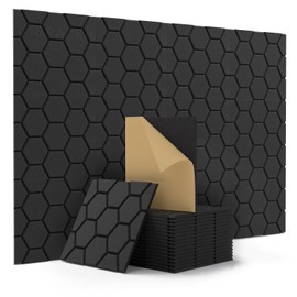 Kuchoow Soundproof Wall Panels, Self Adhesive Sound Proof Panels for Walls, 18 Pack High Density Sound Absorbing Panels Honeycomb Noise Cancelling Panels for Wall Door Ceiling 12"×12"×0.4"