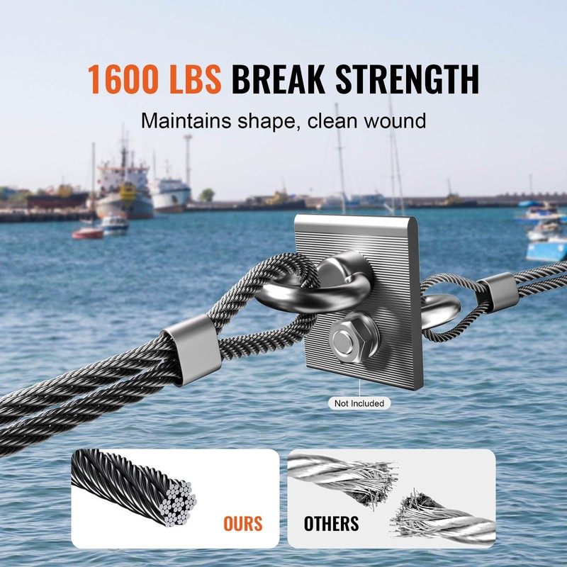 VEVOR 1/8 Black Stainless Steel Cable, 500 FT 316 Black