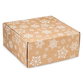 Kraft Snowflakes Gourmet Shipping Boxes - 9 x 9 x 4in. - 12 Pack