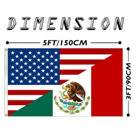 America and Mexico Friendship Flag Mexican Flag 3X5 Ft Polyester Outdoor Flag for Garden Yard Bedroom Decor with 2 Brass Grommets
