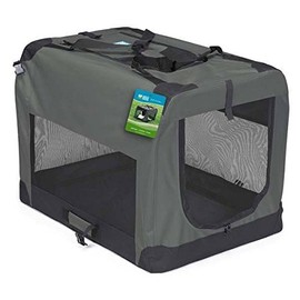 Guardian Gear Soft Sided Charcoal Collapsible Crates for Dogs Mesh Window Panels(Medium 32"x23"x23")