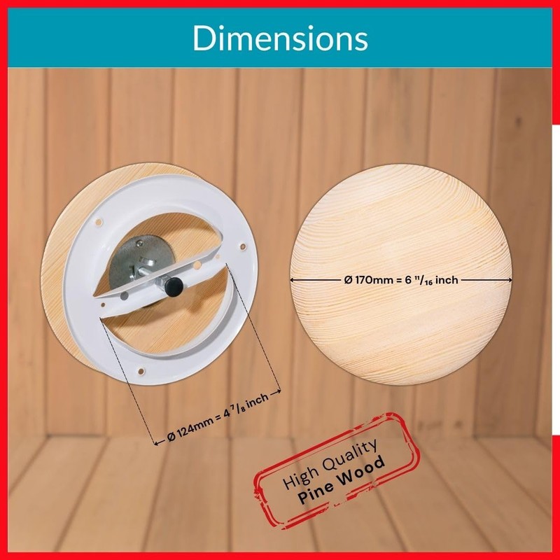 TURvent 5 inch Pine Wood Diffuser - Sauna Vent Cover