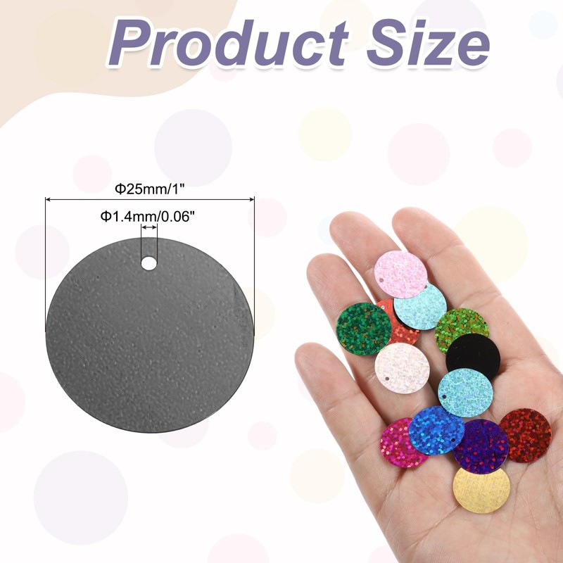 sourcing map 100Pcs Flat Round Sequins 25mm/1 Inch, Black