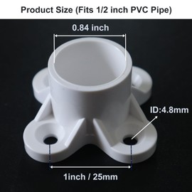 PVC Pipe Flange Fittings Caps with 4-Pedals and Screw Holes - Suitable for SCH 40 PVC Pipe (10 pack, 1/2 inch)