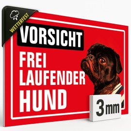 Sign "Vorsicht freie Laufender Hund" - 20 x 30 cm - Weatherproof Dog Sign Made of 3 mm Thick Hard Foam Board - UV-Resistant & Colourfast - German Quality, Warning Sign #190