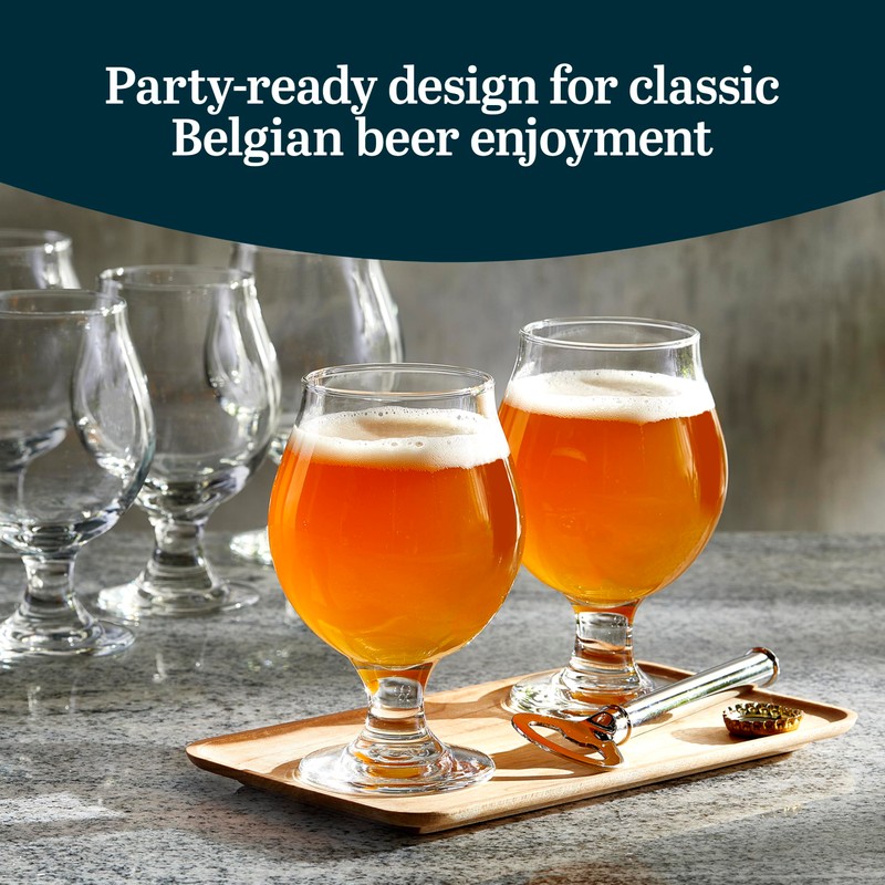 Libbey Entertaining Essentials Belgian Beer Glasses, 13 oz, Craft Beer