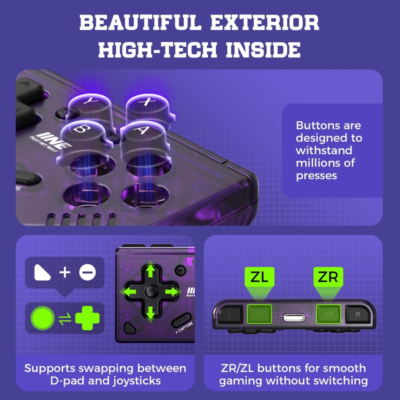 IINE Mini Retro Wireless Controller, Micro Remote Controller for Switch/OLED,