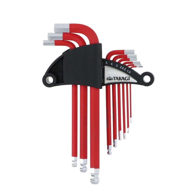 Takagi HANDIWORK Color Coated Hex Wrench Ball Point, Red, Set